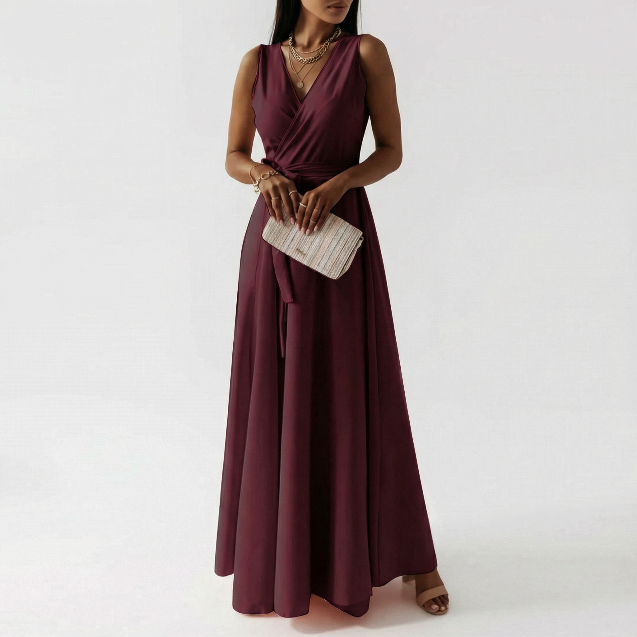 Grace | Women's Maxi Dress With Wrap Bodice And Tie Sash | Elegant