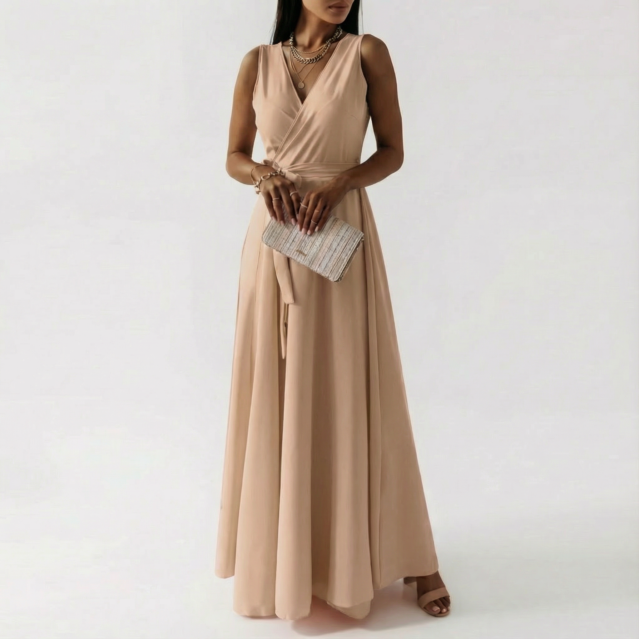 Grace | Women's Maxi Dress With Wrap Bodice And Tie Sash | Elegant