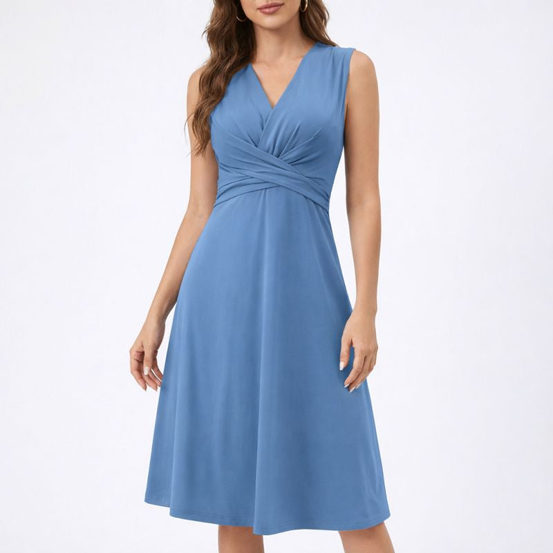 Grace | Women's Midi Dress With Wrap Front And Sleeveless Design | Feminine