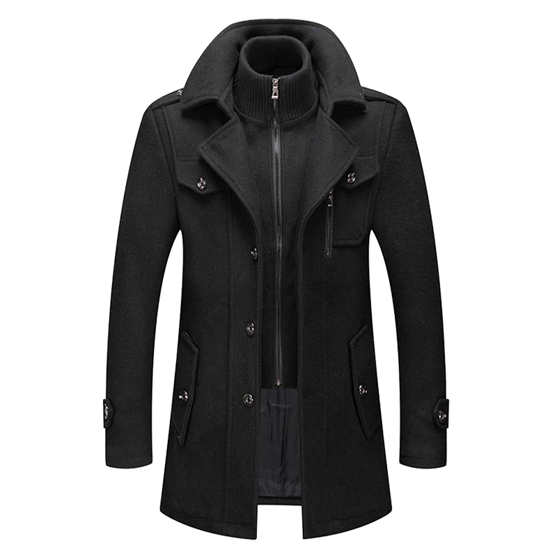 Men's Long Coat With Ribbed Inner Insert | Winter