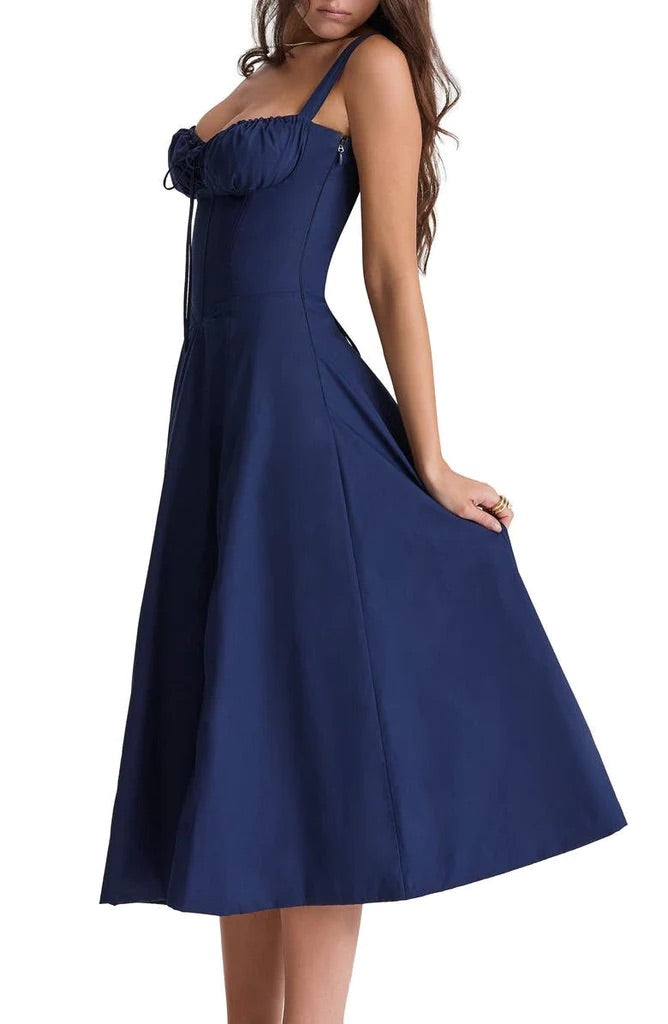 Women's Floral Sweetheart Neckline Summer Maxi Dress With Front Slit