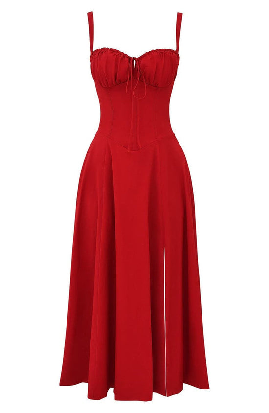 Women's Floral Sweetheart Neckline Summer Maxi Dress With Front Slit
