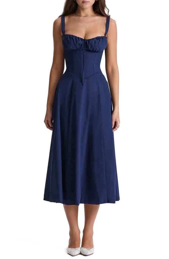 Women's Floral Sweetheart Neckline Summer Maxi Dress With Front Slit