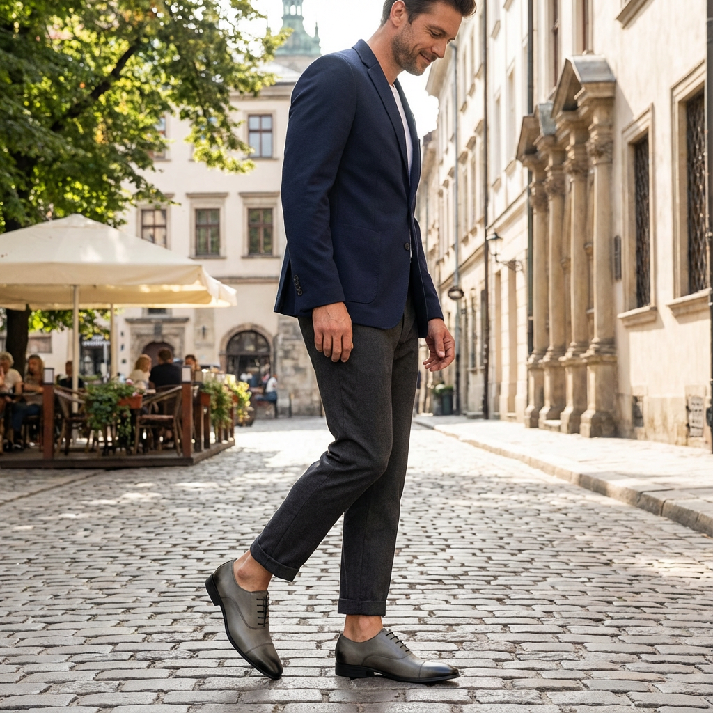 Harry | Men's Oxford Shoes With Cap Toe Design And Lace-Up Closure | Sharp