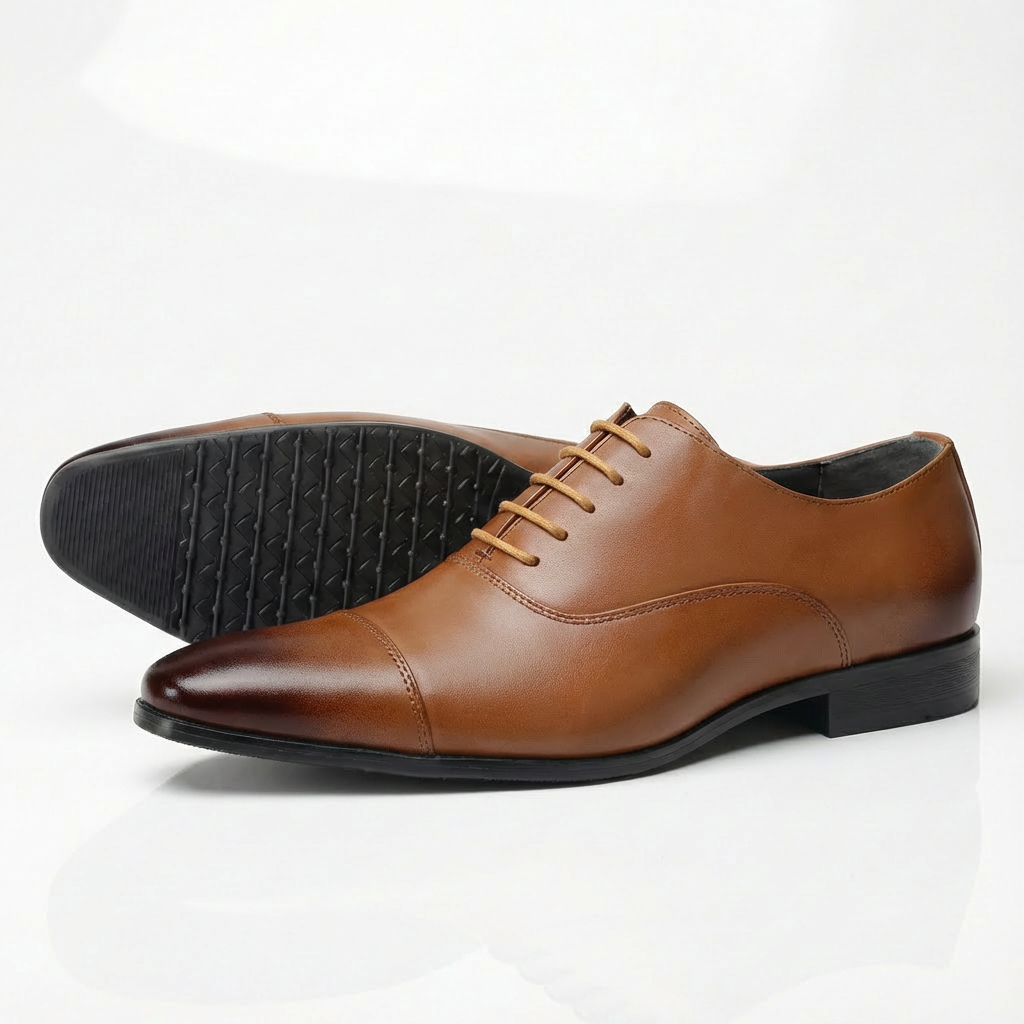 Harry | Men's Oxford Shoes With Cap Toe Design And Lace-Up Closure | Sharp