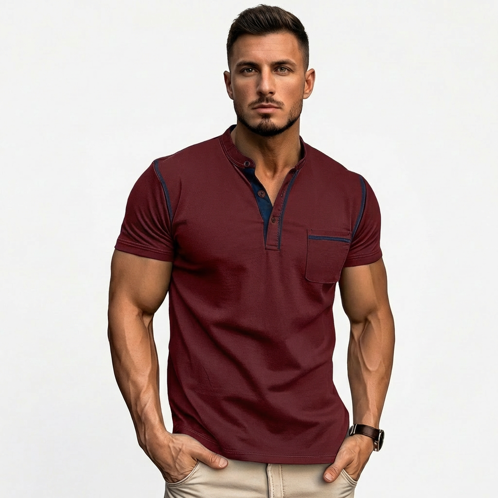 Harry | Men's Polo Shirt With Contrast Stitching And Chest Pocket | Casual