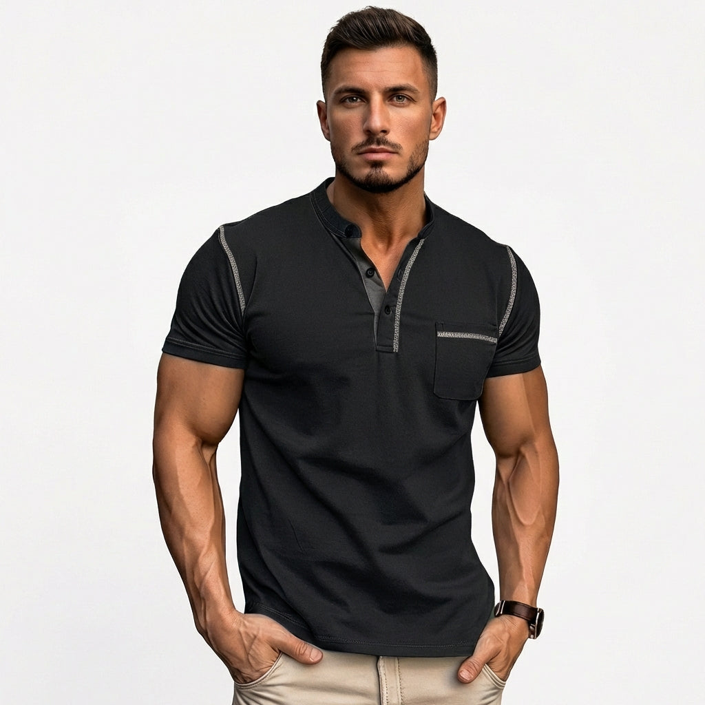 Harry | Men's Polo Shirt With Contrast Stitching And Chest Pocket | Casual