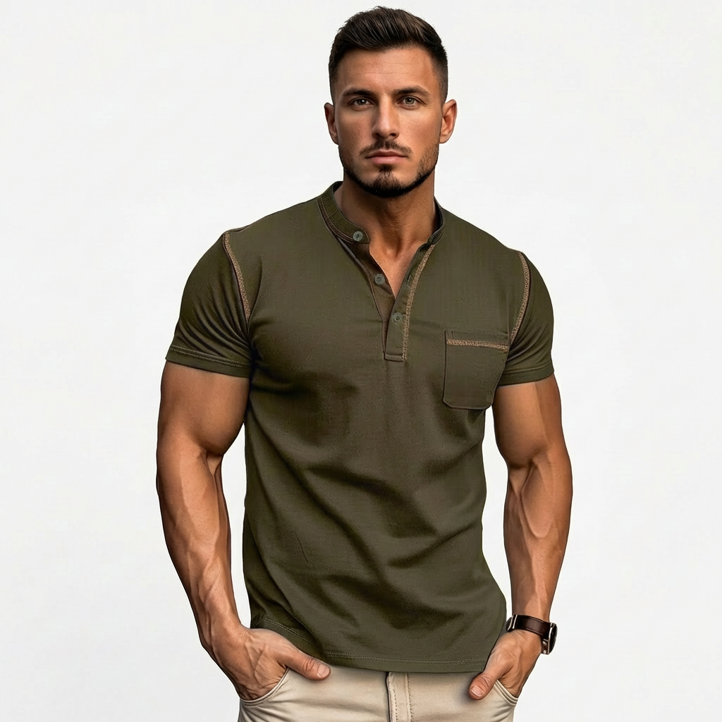 Harry | Men's Polo Shirt With Contrast Stitching And Chest Pocket | Casual