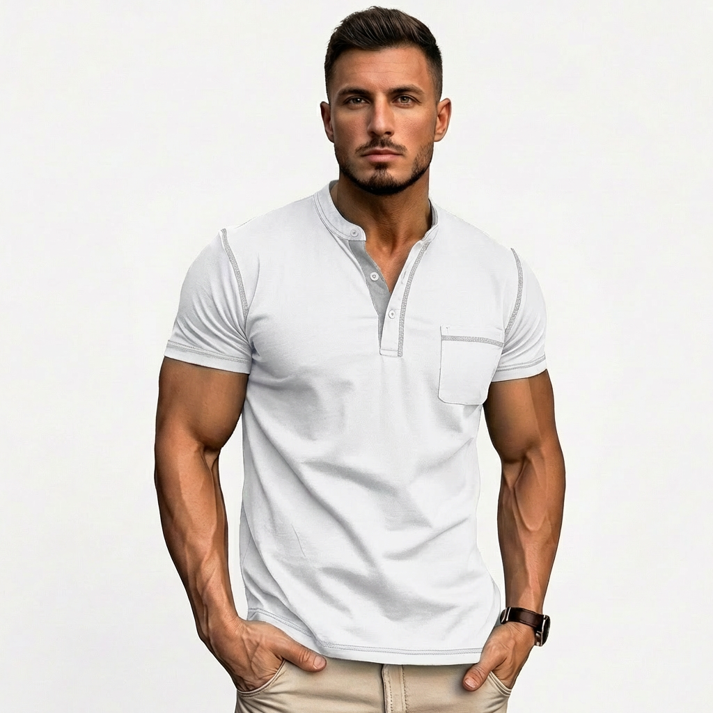 Harry | Men's Polo Shirt With Contrast Stitching And Chest Pocket | Casual