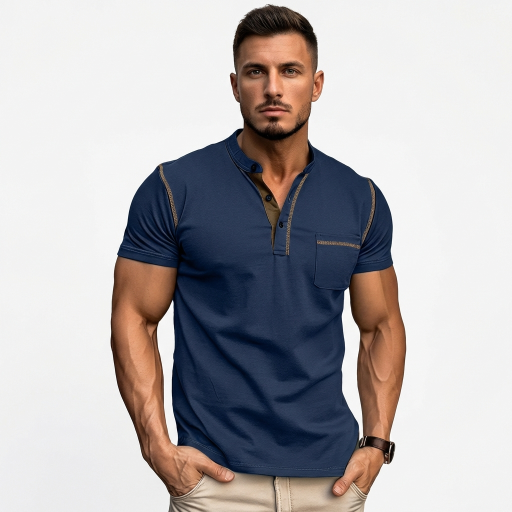 Harry | Men's Polo Shirt With Contrast Stitching And Chest Pocket | Casual