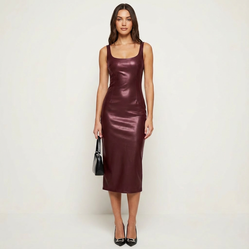 Harry | Women's Midi Dress With Bodycon Fit And Scoop Neck | Edgy