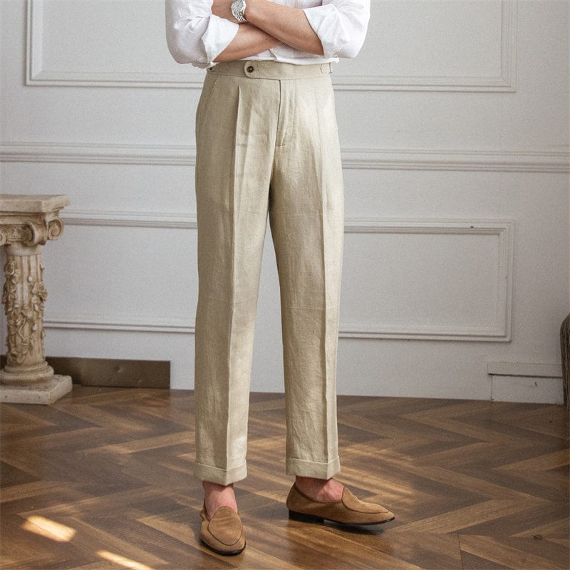 High Waisted Tailored Pants for Men – Elegant Design, Luxurious Fabric, Flattering Silhouette, Versatile for Casual and Formal Wear