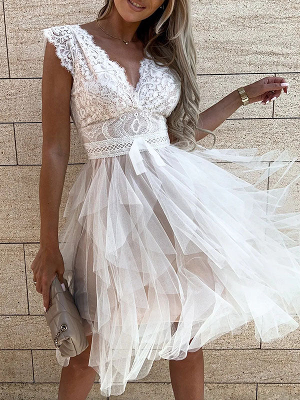 TULLE AND LACE COCKTAIL DRESS | MINI