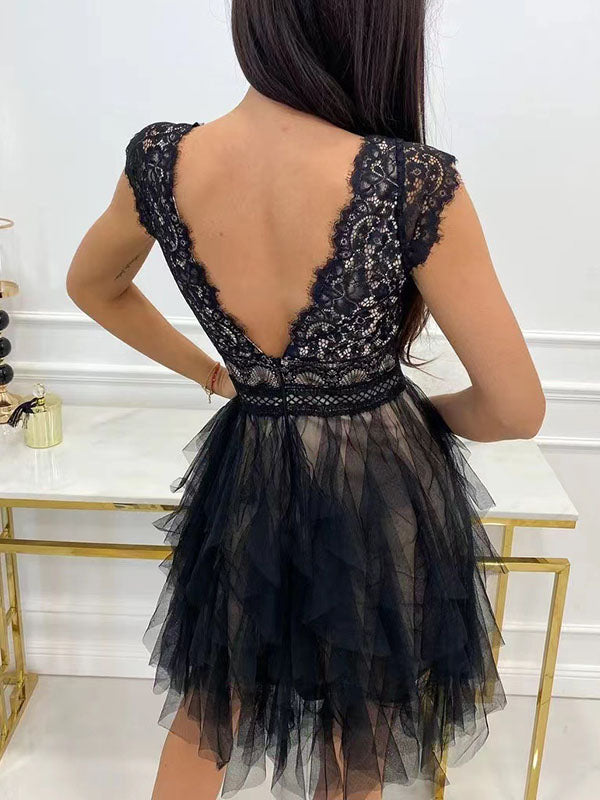 TULLE AND LACE COCKTAIL DRESS | MINI