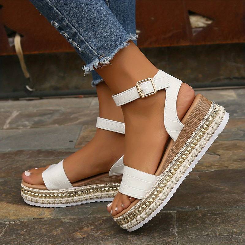 Women's Summer Platform Sandals with Ankle Strap & Textured Sole