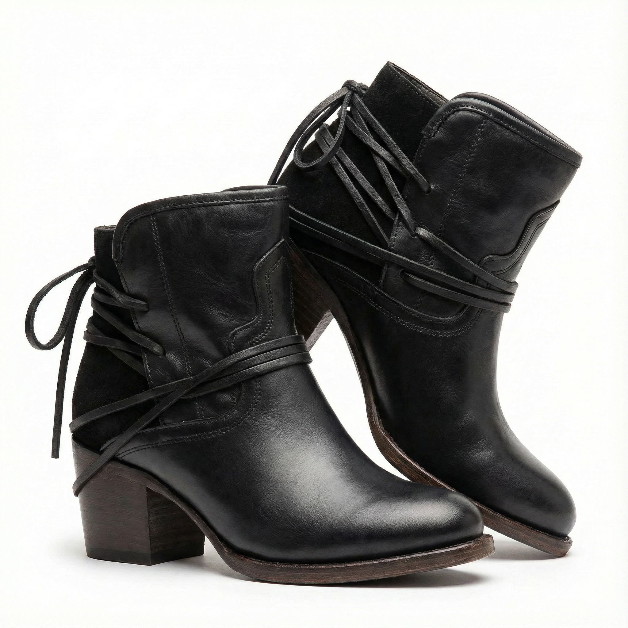 Isla | Women's Ankle Boots With Lace-Up Design And Block Heel | Casual