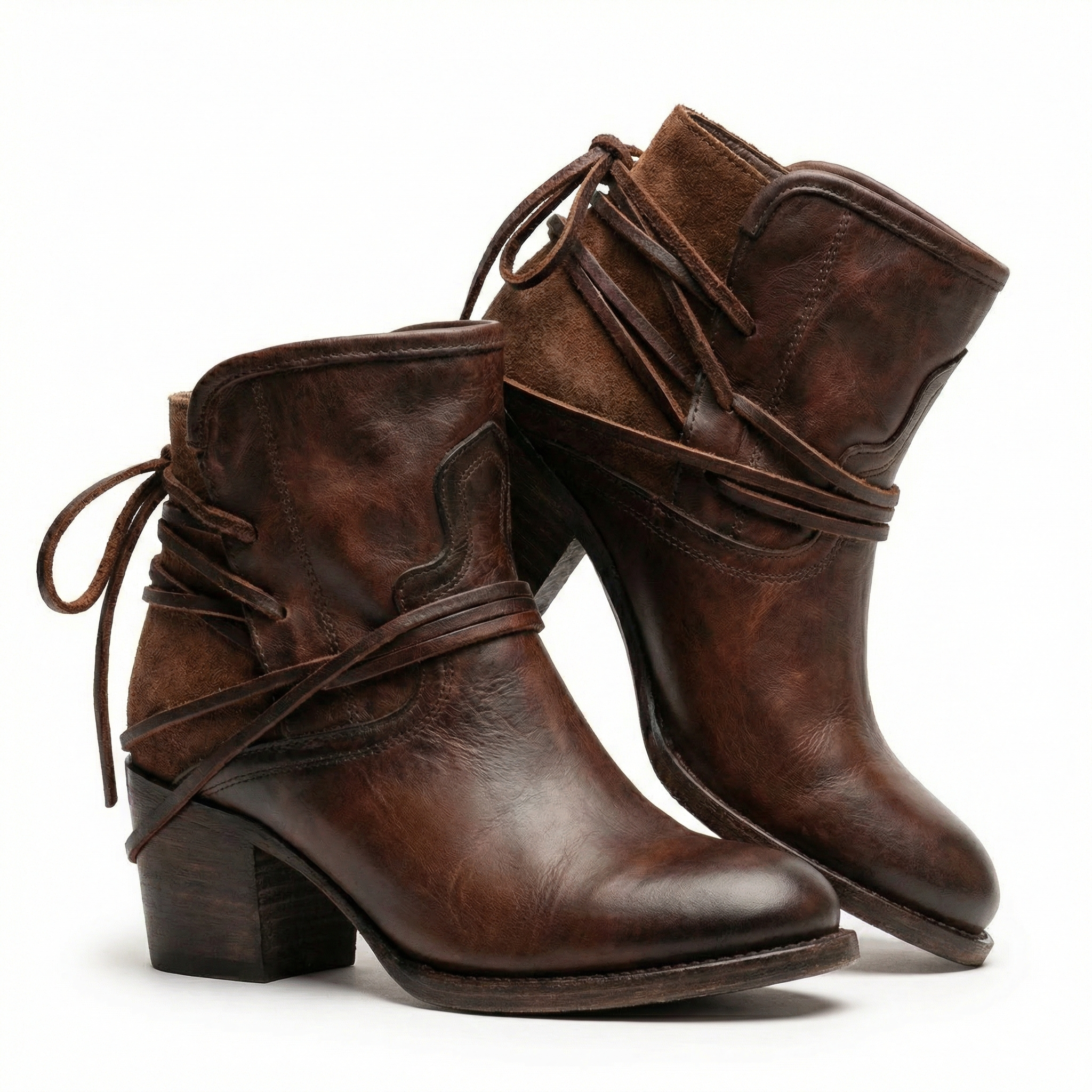 Isla | Women's Ankle Boots With Lace-Up Design And Block Heel | Casual