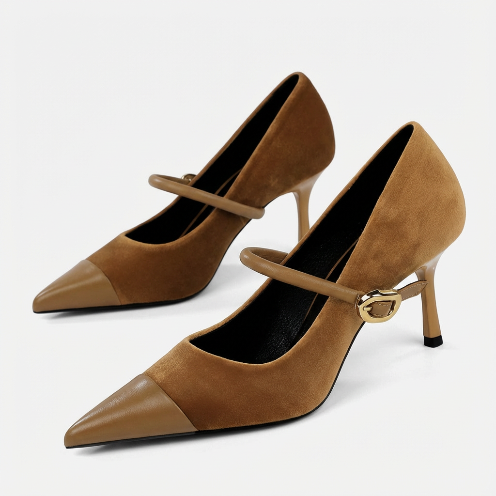 Isla | Women's Mary Jane Heels With Camel Tone And Two-Tone Design | Chic