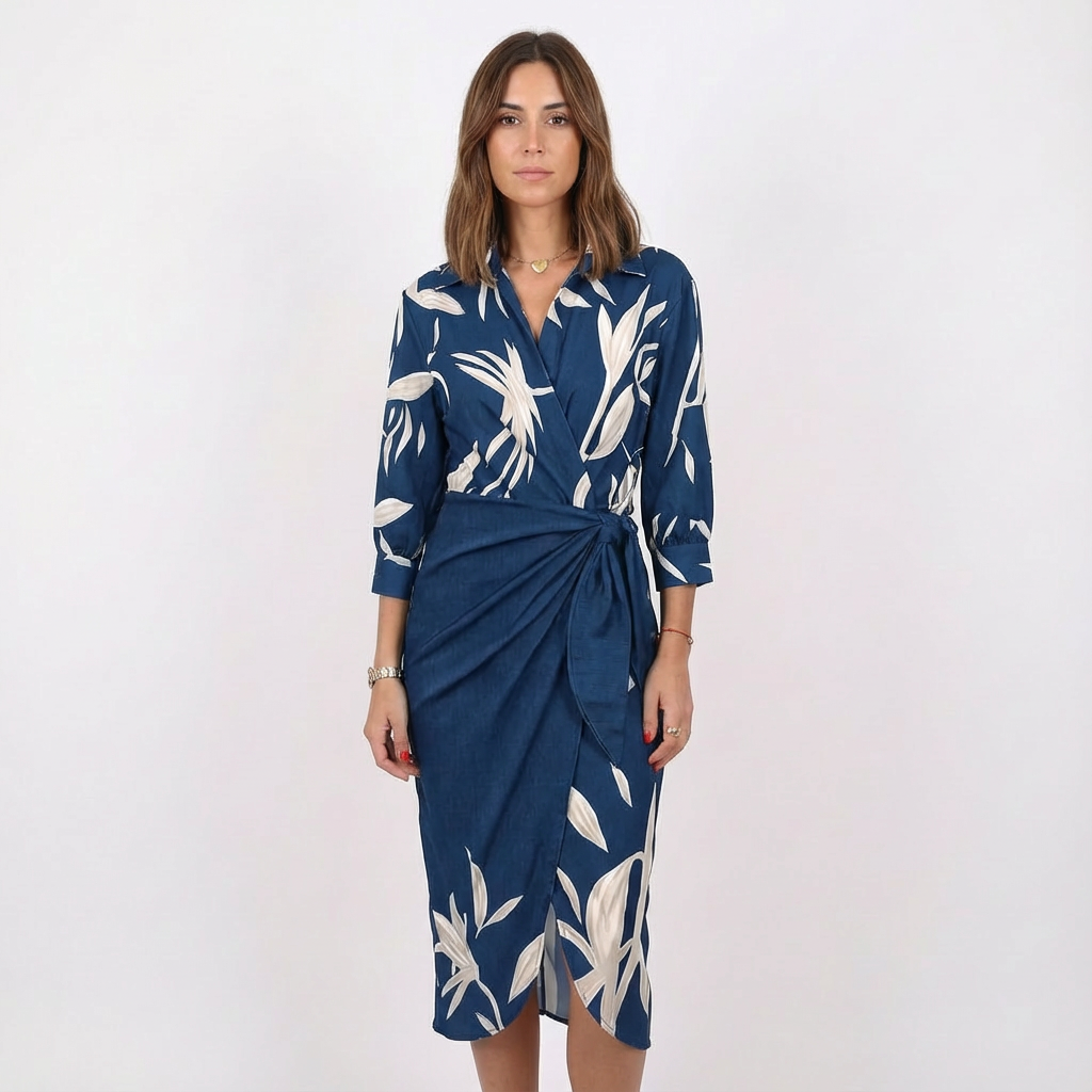 Isla | Women's Wrap Dress With Shirt Collar And Tie Waist | Vibrant