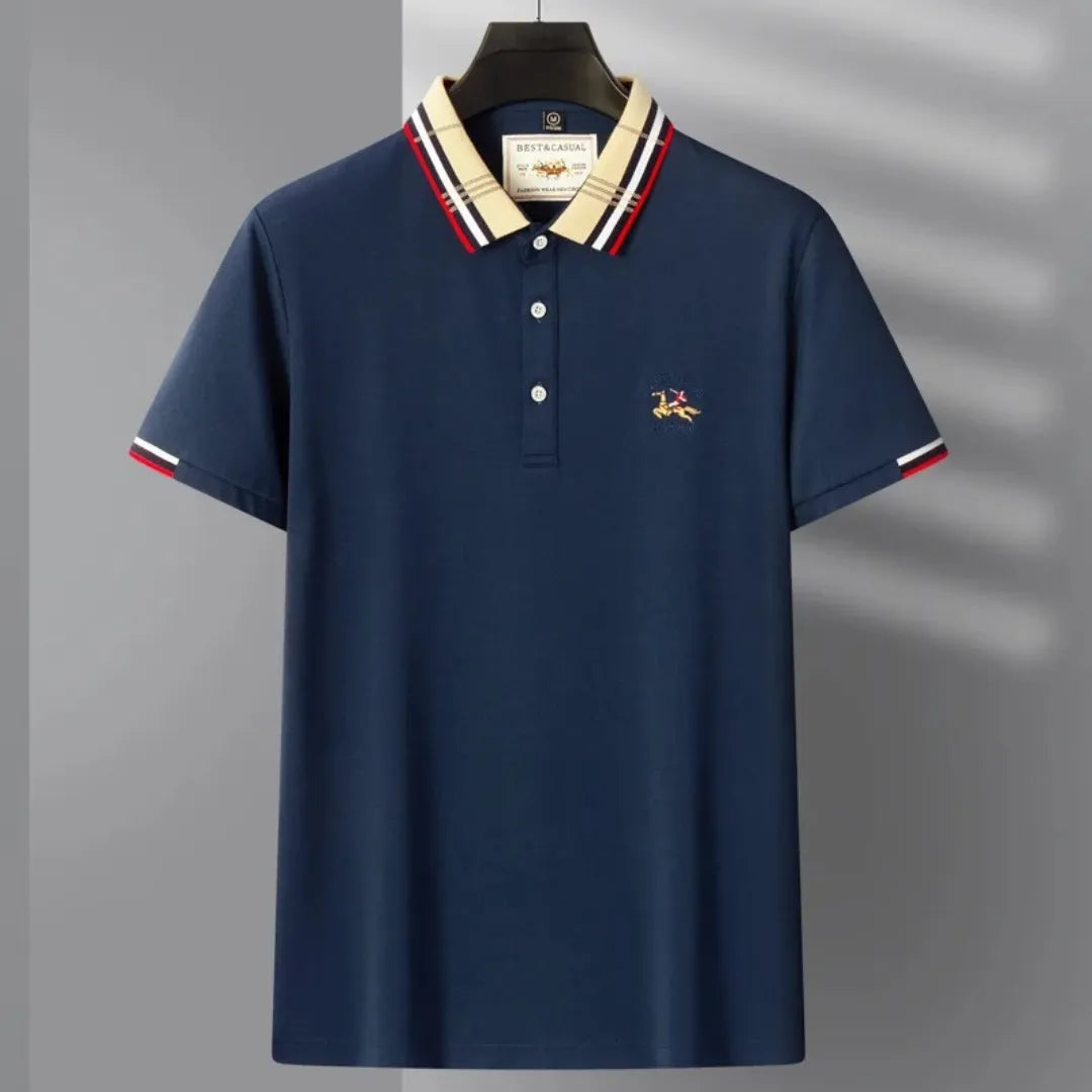 Men's Classic Polo Shirt With Contrast Trim Collar And Short Sleeves