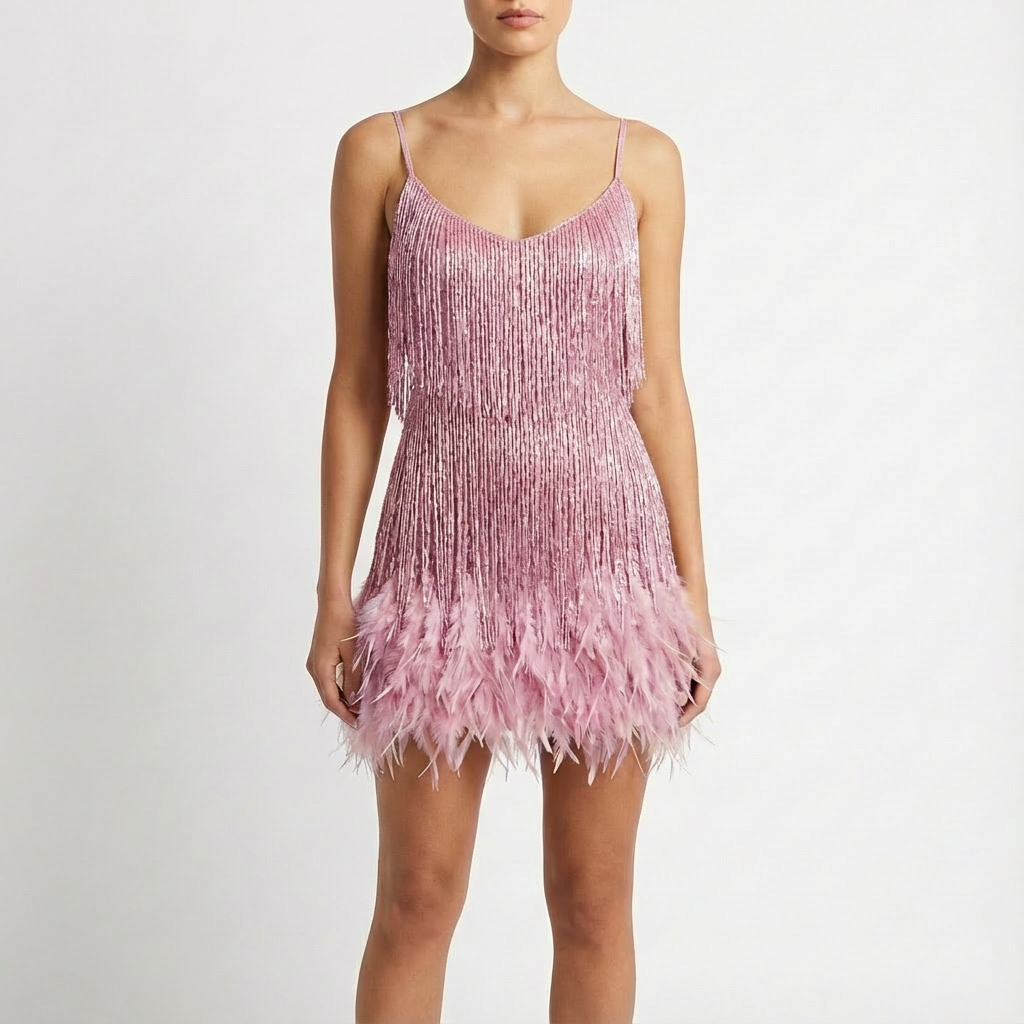 Karina | Women's Fringe Spaghetti Strap Party Dress