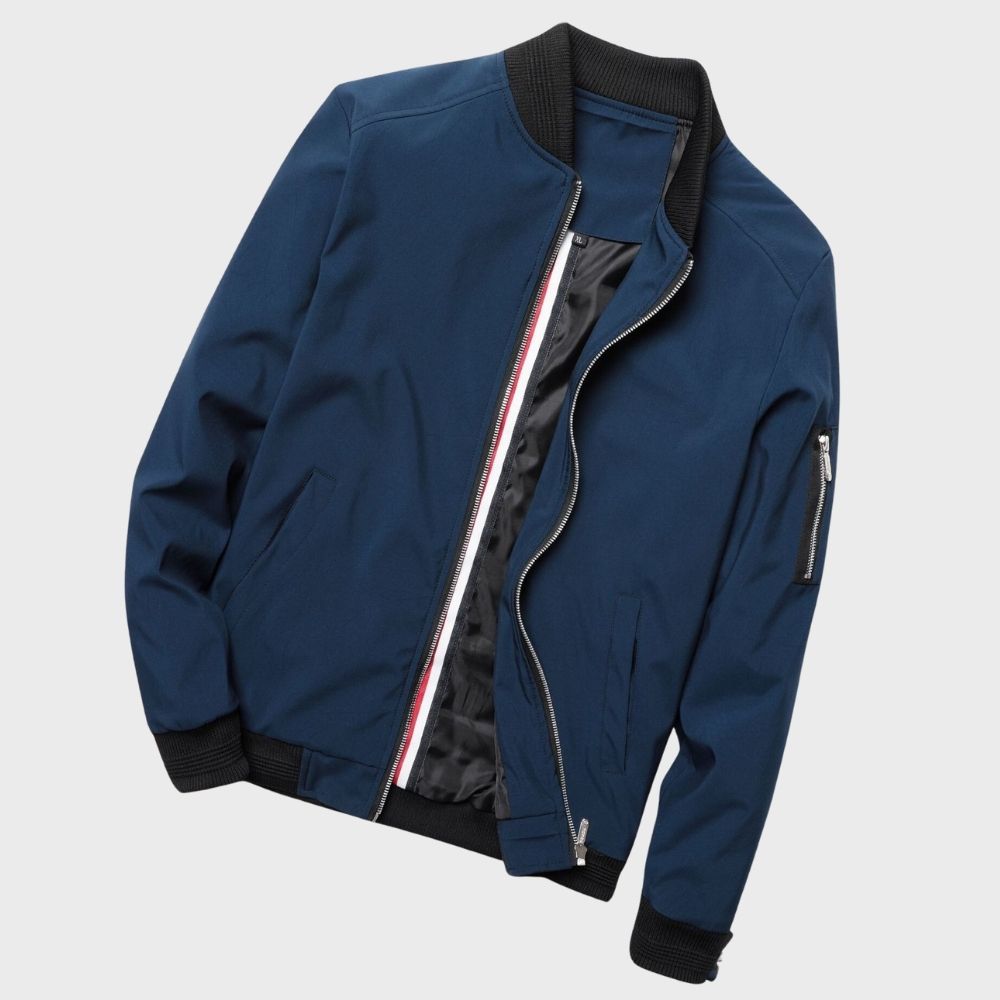 MEN'S LIGHTWEIGHT BOMBER JACKET WITH ZIP CLOSURE