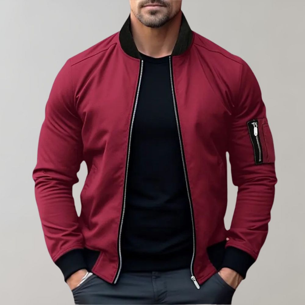 MEN'S LIGHTWEIGHT BOMBER JACKET WITH ZIP CLOSURE