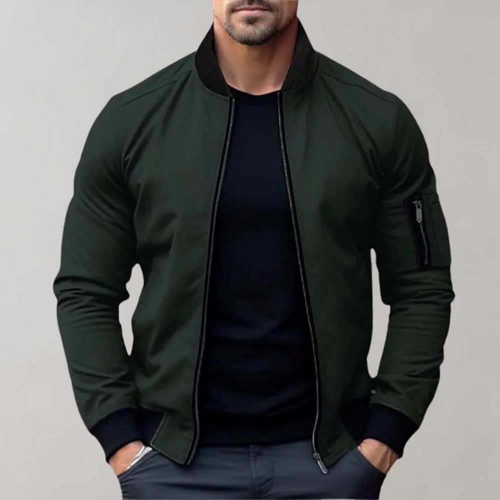 MEN'S LIGHTWEIGHT BOMBER JACKET WITH ZIP CLOSURE