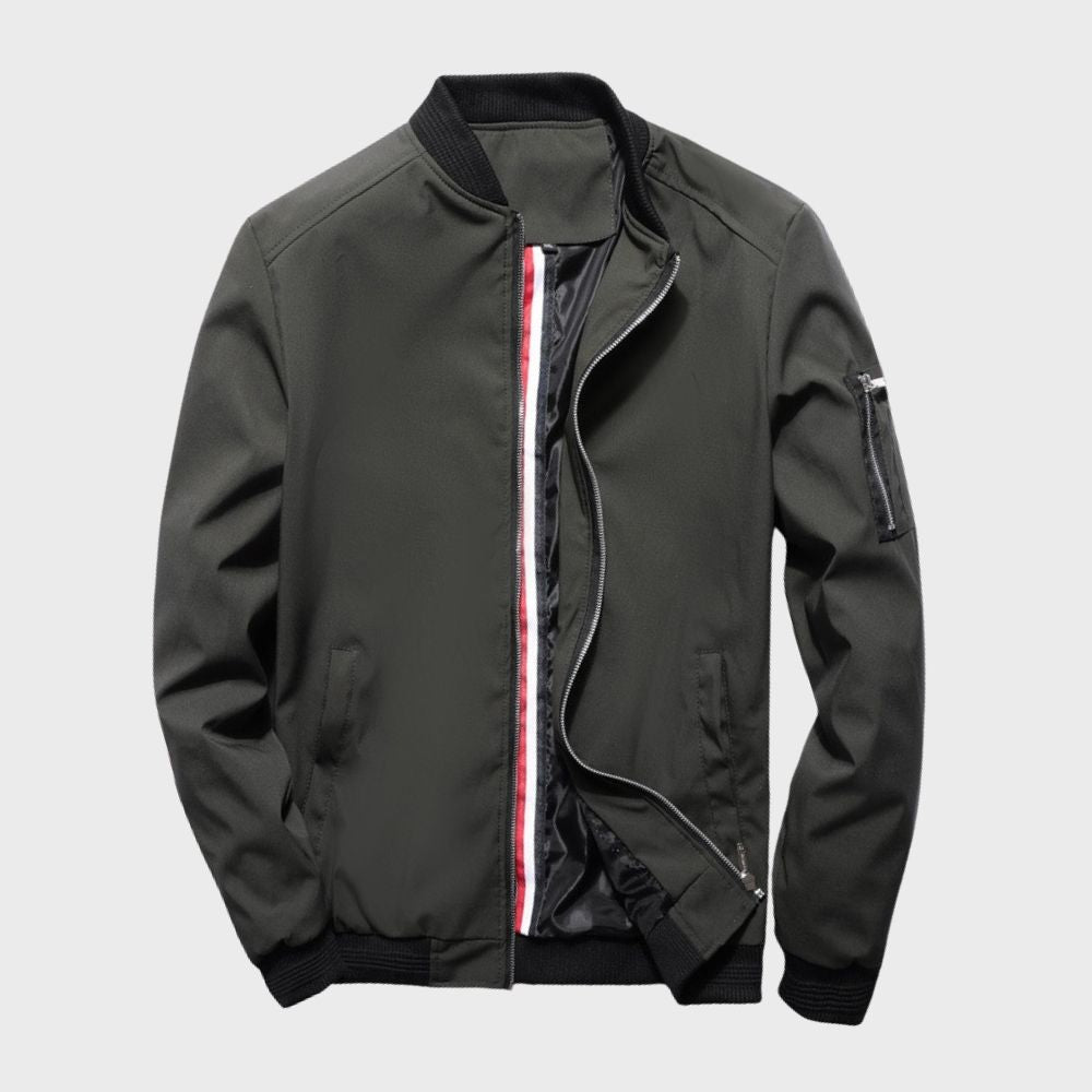 MEN'S LIGHTWEIGHT BOMBER JACKET WITH ZIP CLOSURE