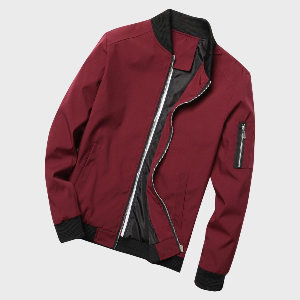 MEN'S LIGHTWEIGHT BOMBER JACKET WITH ZIP CLOSURE
