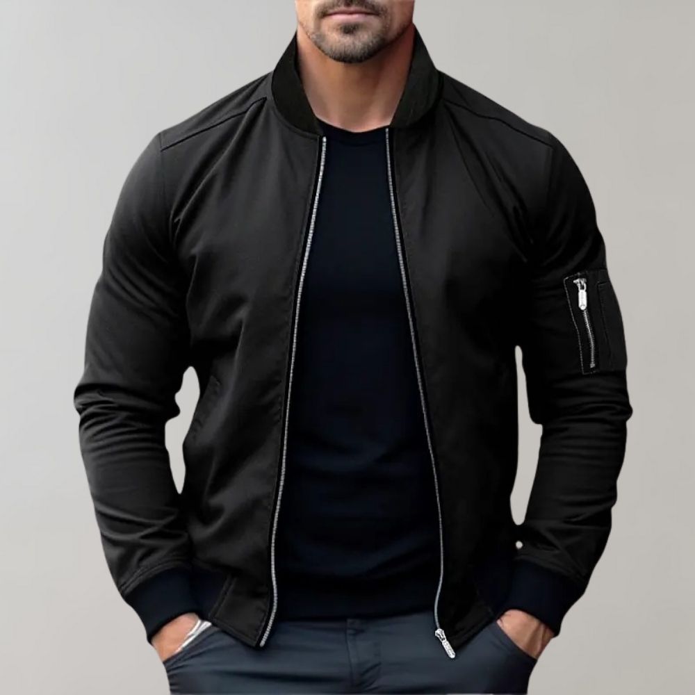 MEN'S LIGHTWEIGHT BOMBER JACKET WITH ZIP CLOSURE