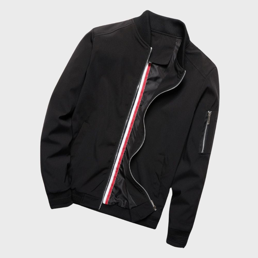 MEN'S LIGHTWEIGHT BOMBER JACKET WITH ZIP CLOSURE