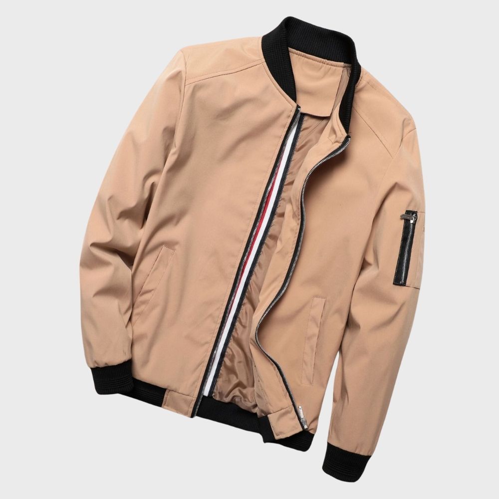 MEN'S LIGHTWEIGHT BOMBER JACKET WITH ZIP CLOSURE