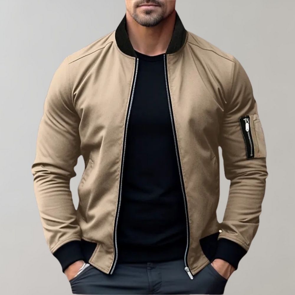 MEN'S LIGHTWEIGHT BOMBER JACKET WITH ZIP CLOSURE