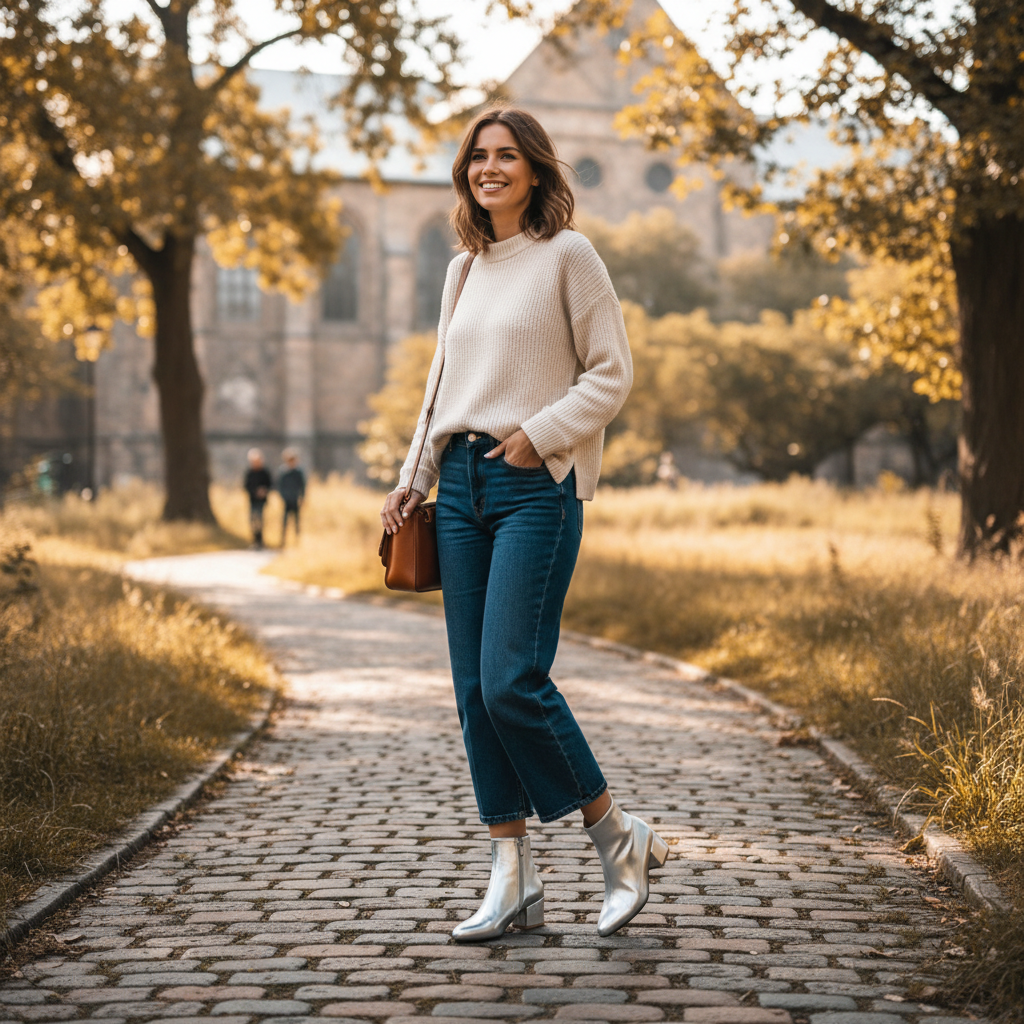 Lily | Women's Heeled Ankle Boots With Metallic Finish And Block Heel | Glam