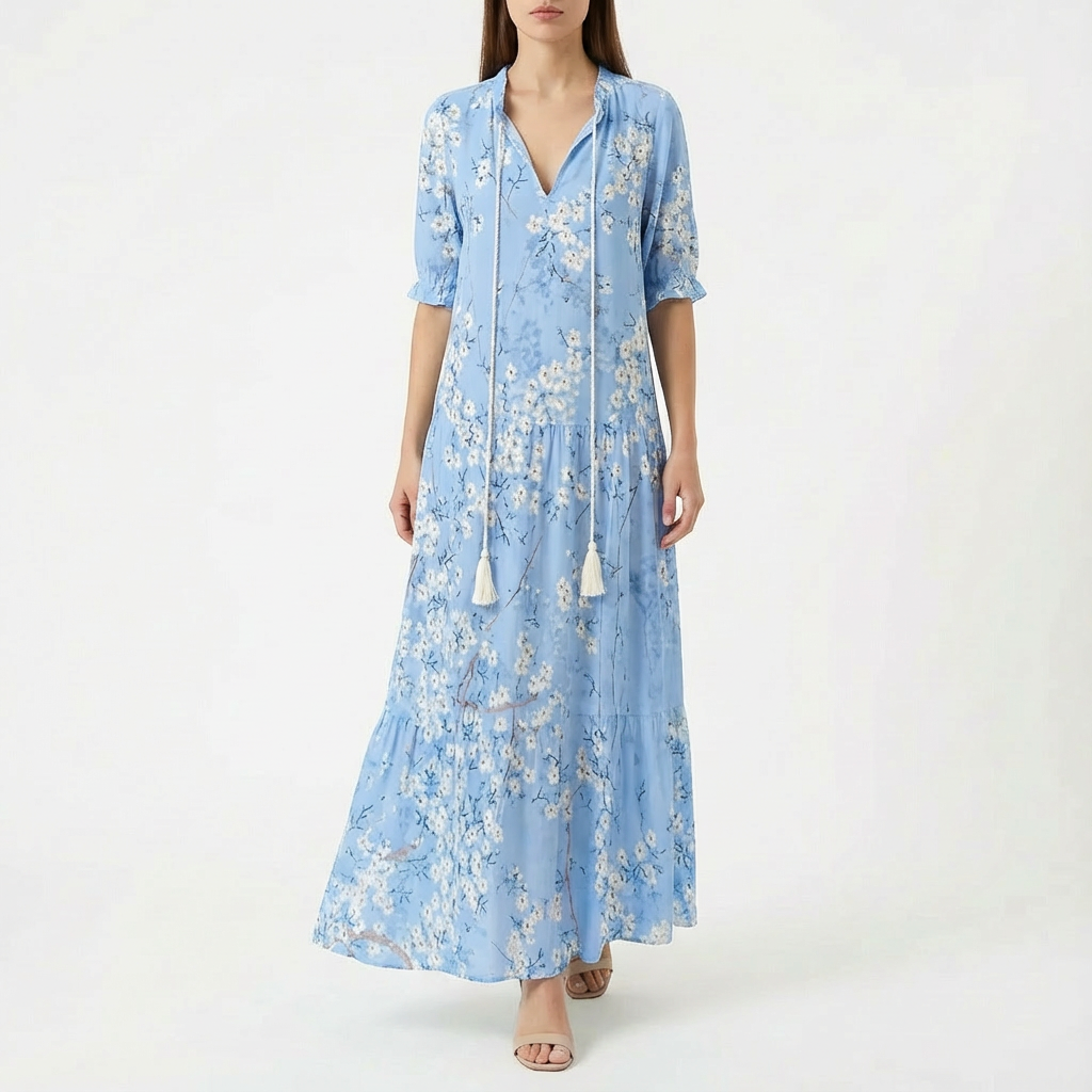 Lily | Women's Maxi Dress With V-Neckline And Flowing Skirt | Elegant