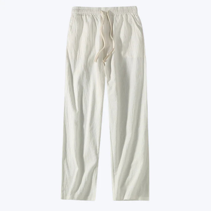 Men's Striped Linen Polo and Drawstring Pants Set