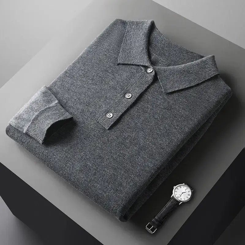 Long Sleeve Cashmere Polo Shirt for Men