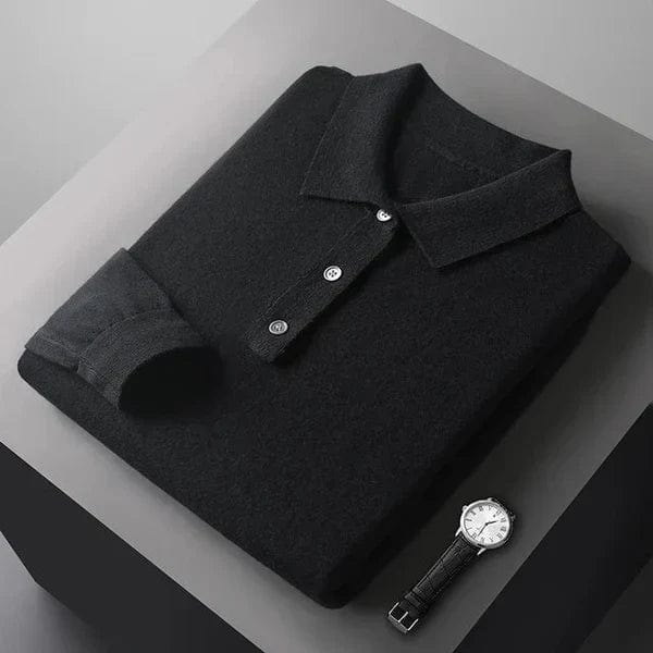 Long Sleeve Cashmere Polo Shirt for Men