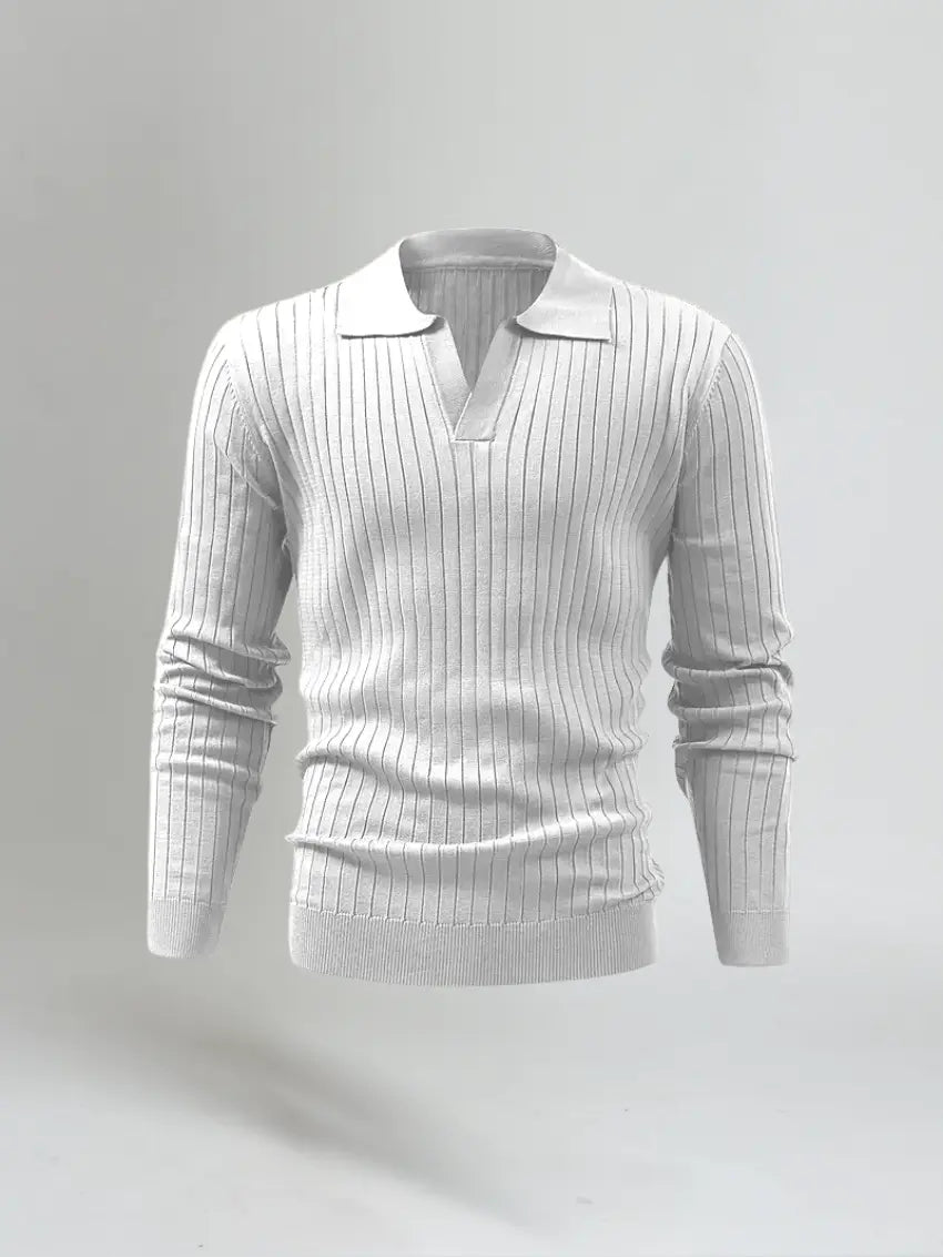 Old Money Long Sleeve Cotton Polo Shirt for Men