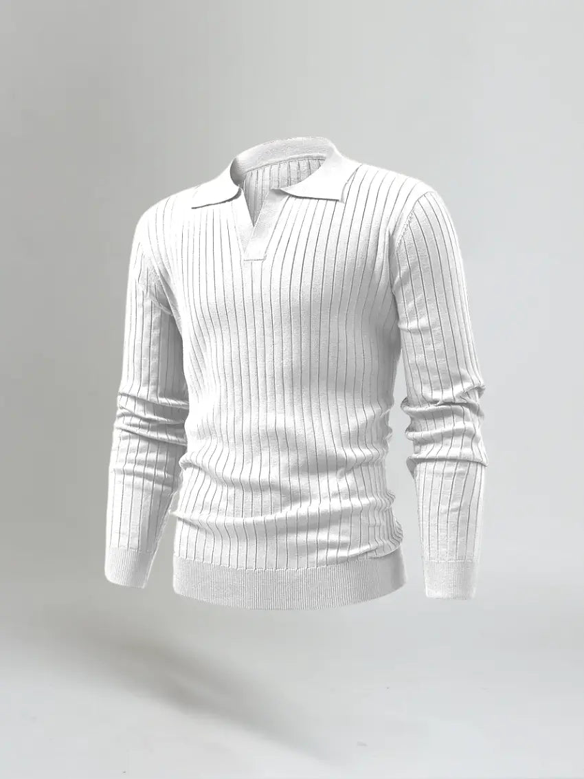 Old Money Long Sleeve Cotton Polo Shirt for Men