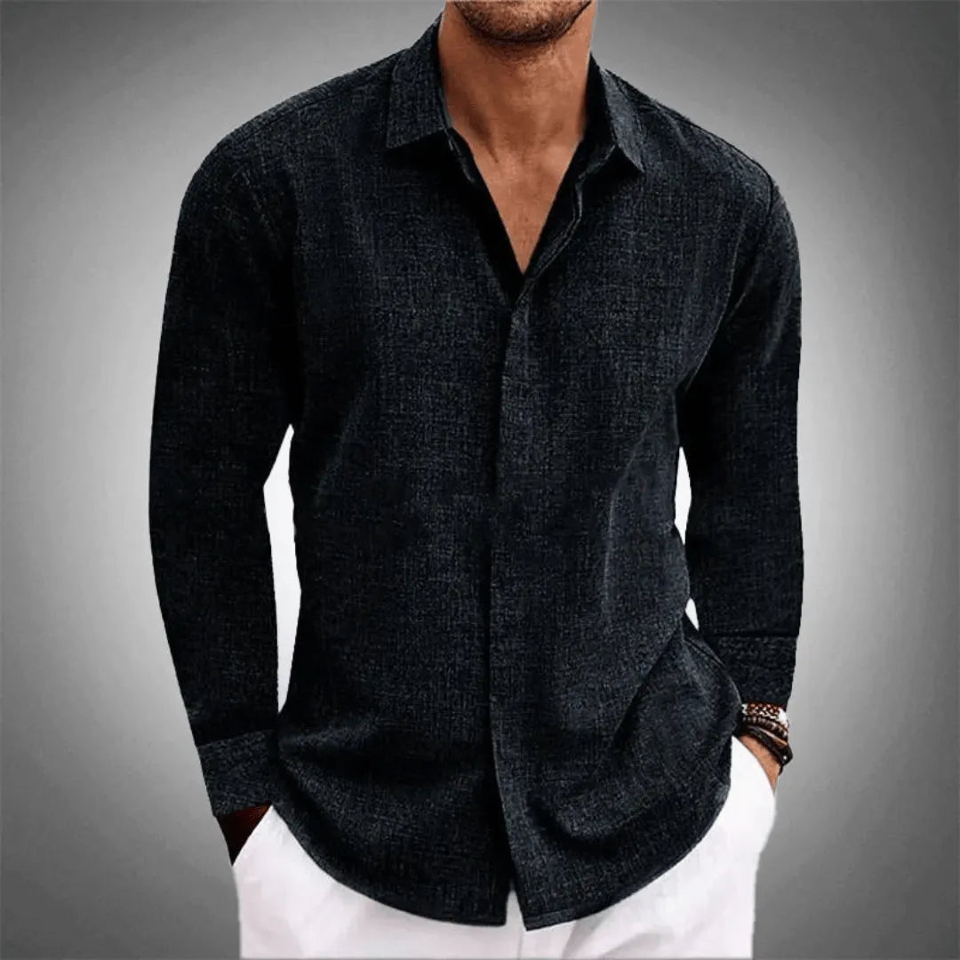 Men's Summer Linen Shirt With Long Sleeves