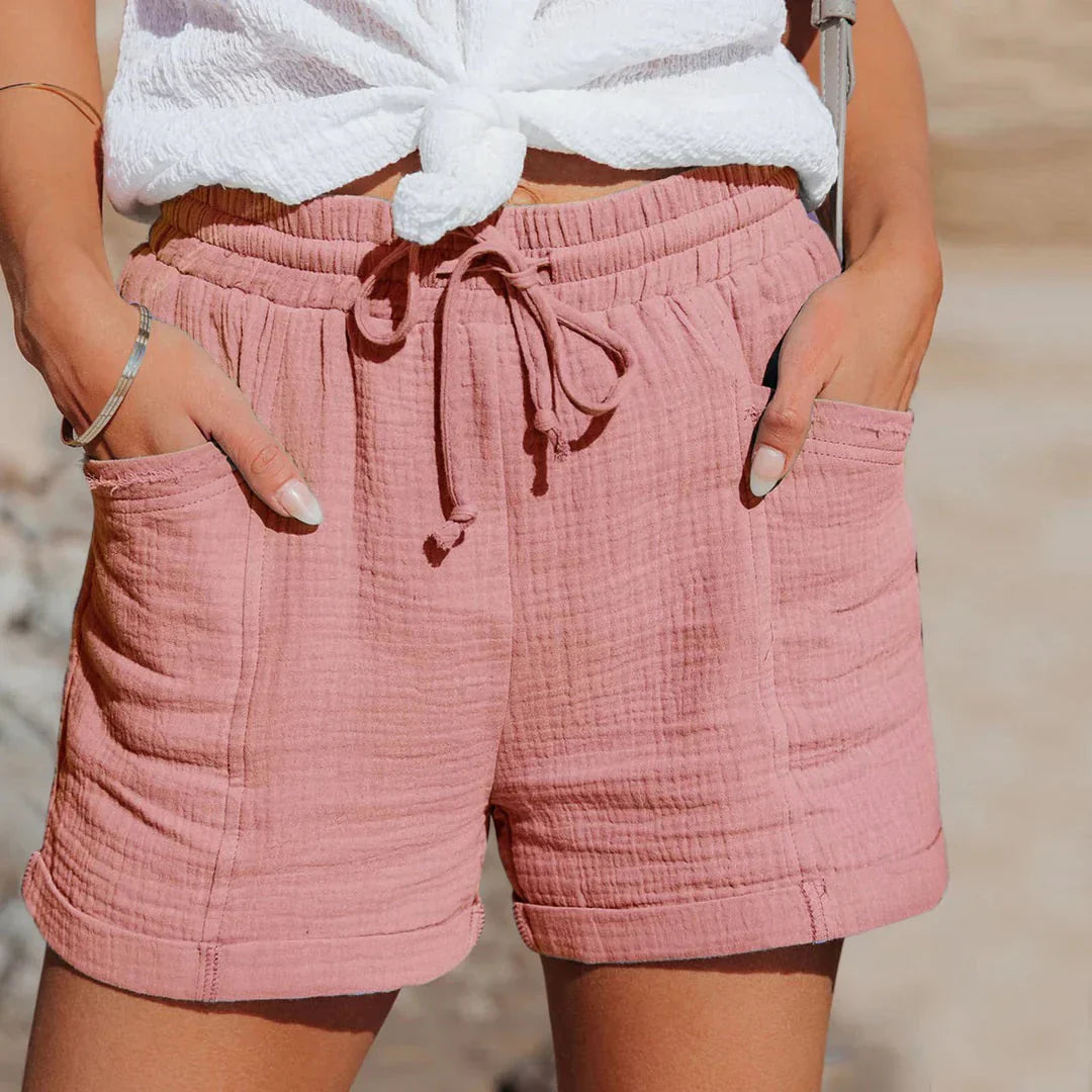 Women's Summer Drawstring Shorts With Elastic Waist And Side Pockets