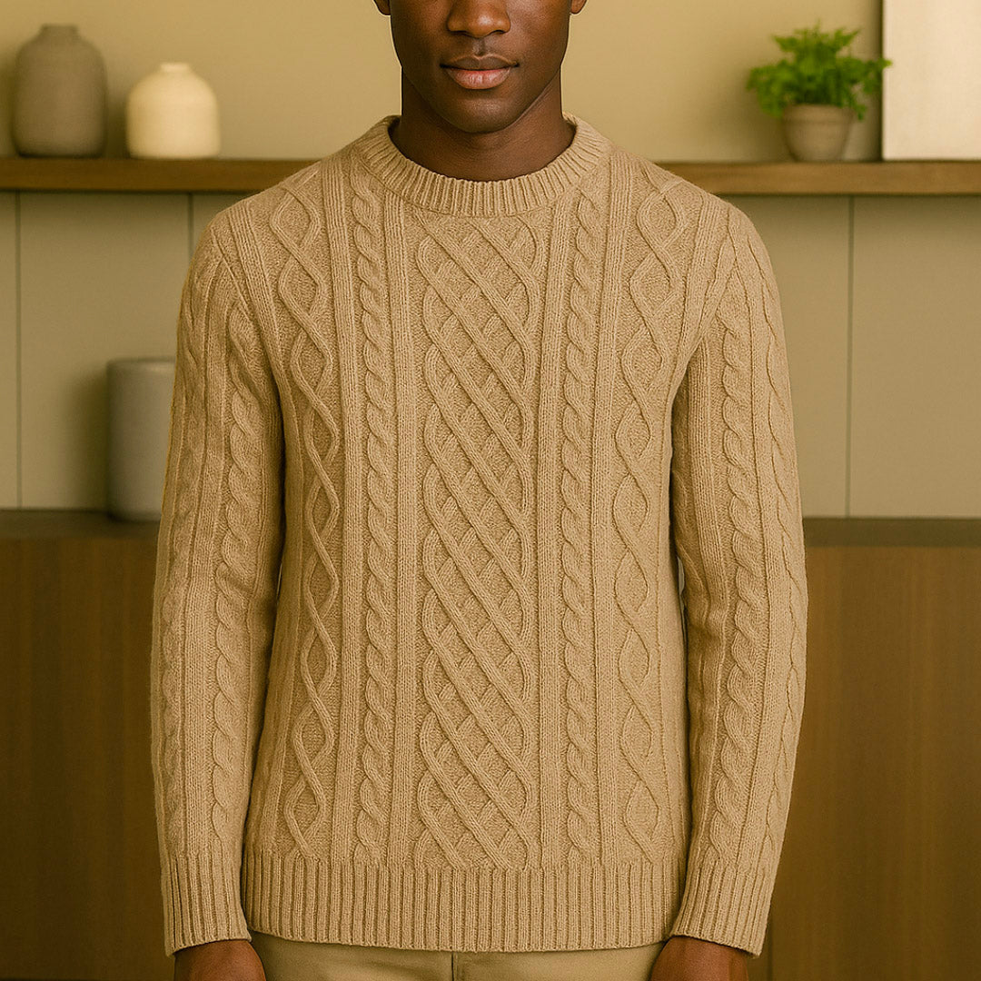 Luxury Cashmere Cable Knit Sweater for Men – Soft, Warm, Versatile Winter Knitwear