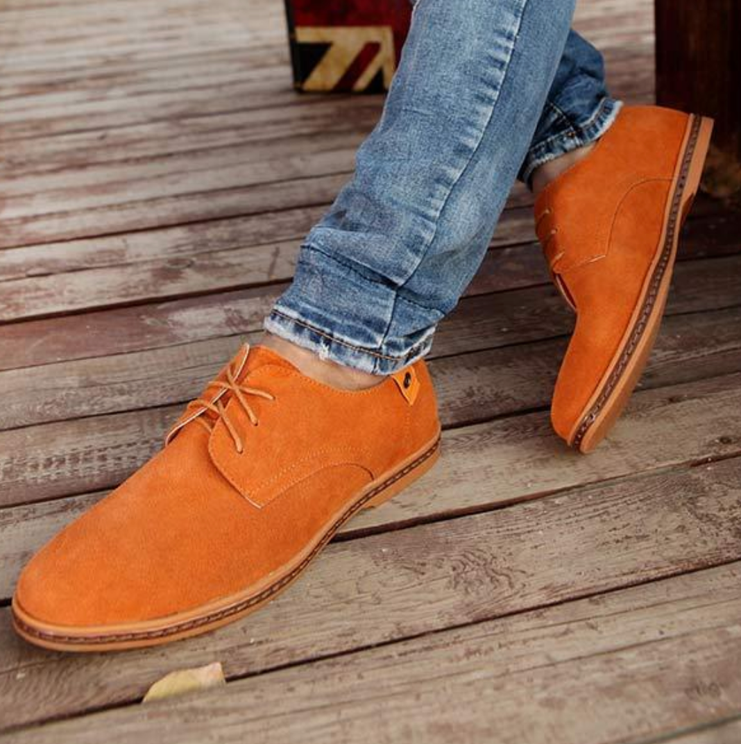 Men's Suede Oxford Shoes With Lace-up Design