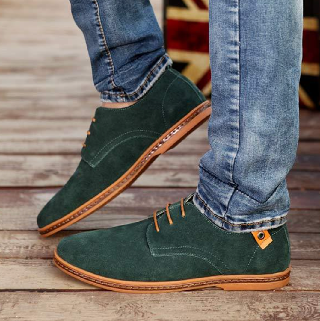 Men's Suede Oxford Shoes With Lace-up Design