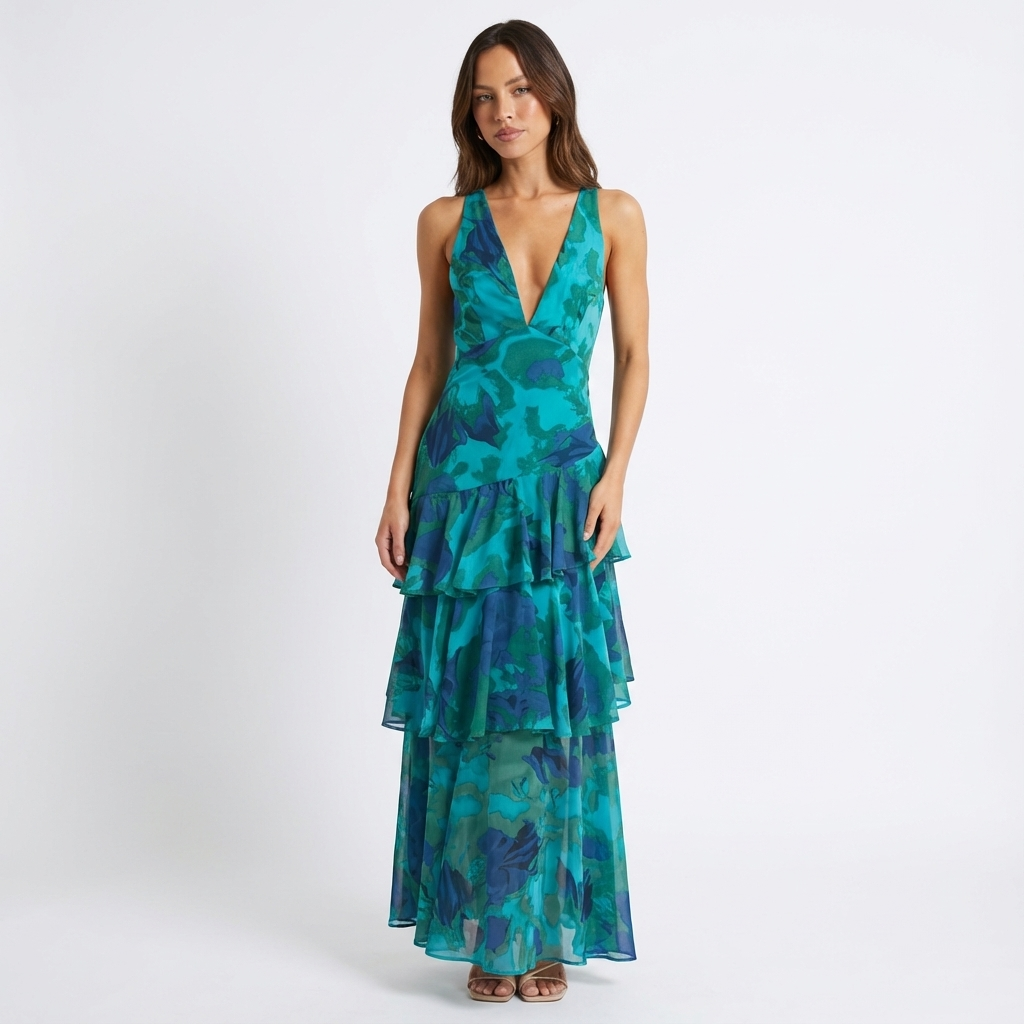 Margaret | Women's Ruffle Skirt Maxi Dress