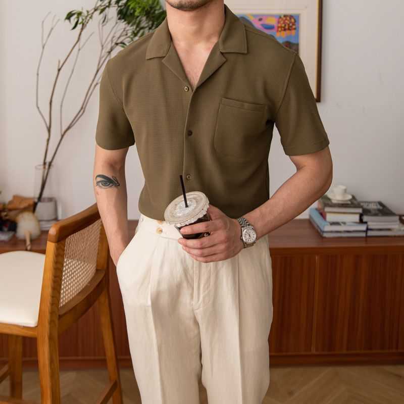 Men’s Lightweight Cotton Blend Summer Button Shirt