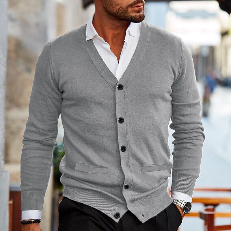 Men's Cardigan With Contrast Buttons | Long