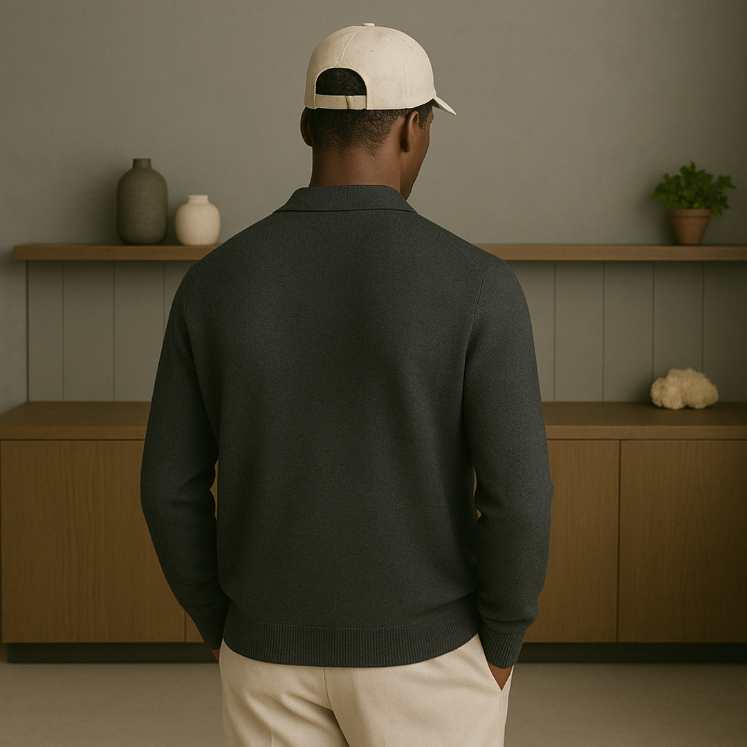 Men's Cashmere Overshirt Jacket with Button Closure and Pockets – Relaxed Fit Knitwear for Mid-Season Style